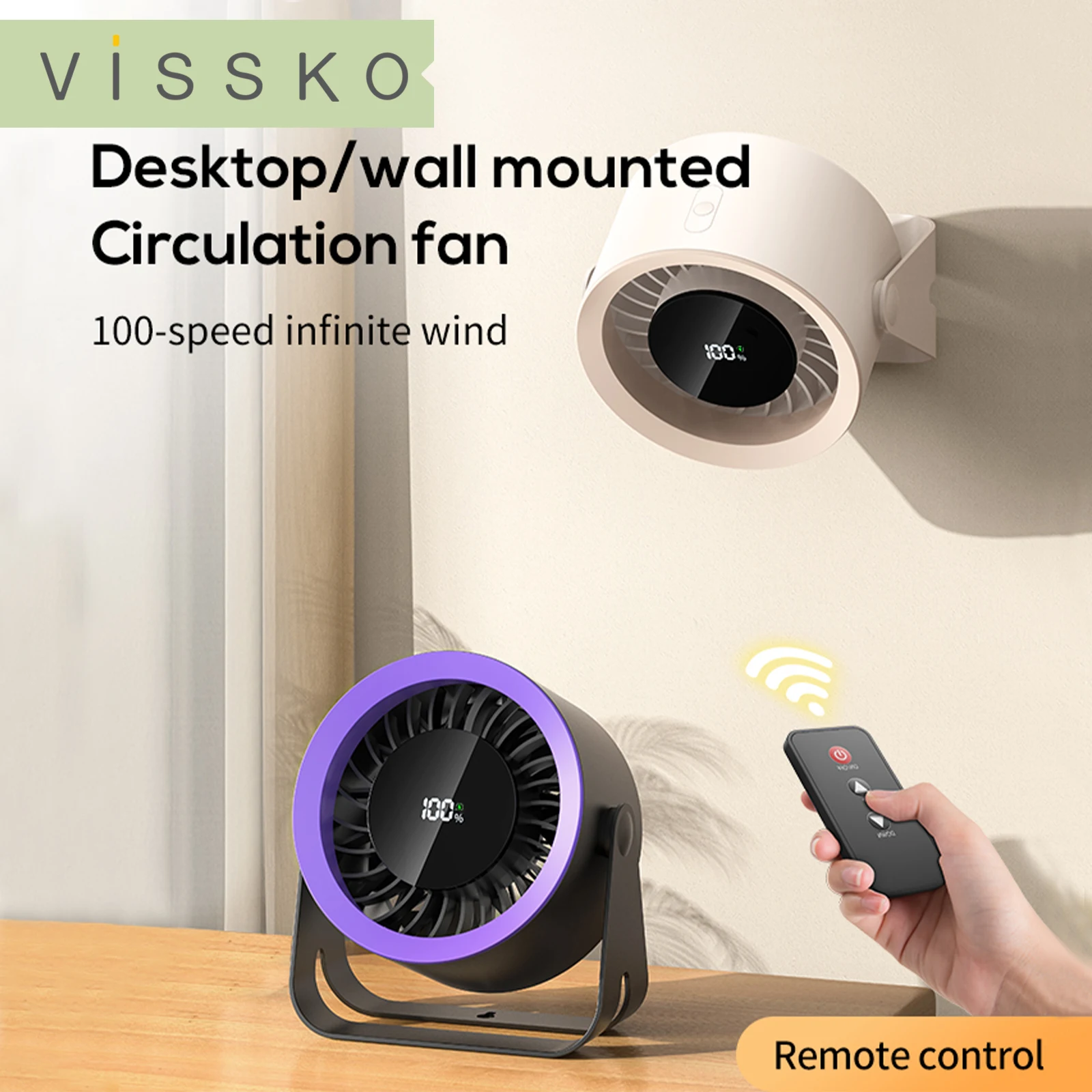 

VISSKO 2025 Новый портативный настольный вентилятор Ультра-тихий вентилятор USB/перезаряжаемый вращающийся портативный настольный вентилятор с циркуляцией воздуха для дома