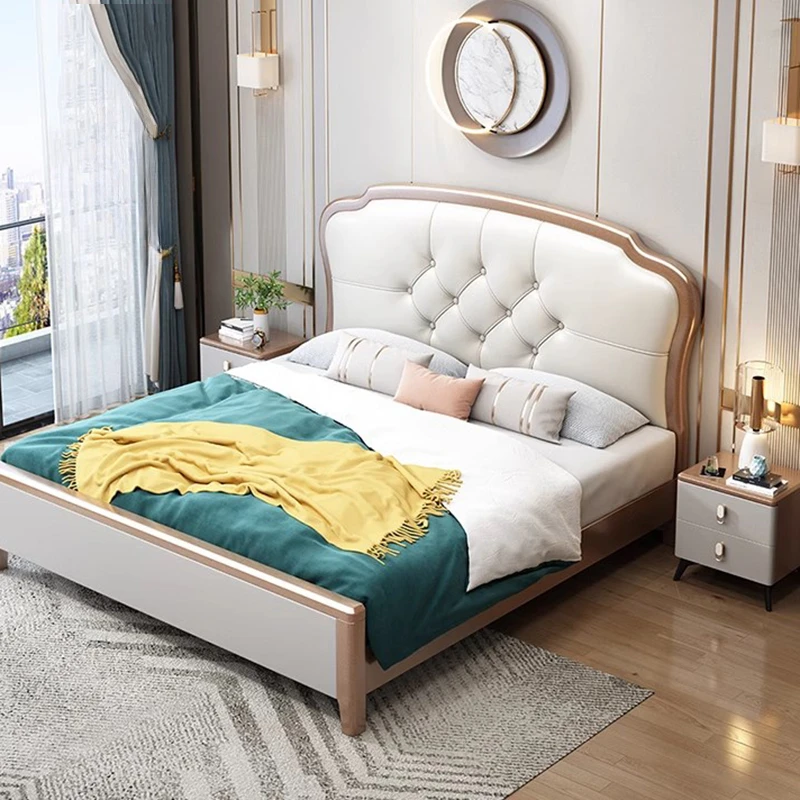 

Nordic Bedroom Double Bed Headboard Waterproof Bedding Double Nightstand Bed Luxury Design Muebles Para Dormitorio Furniture