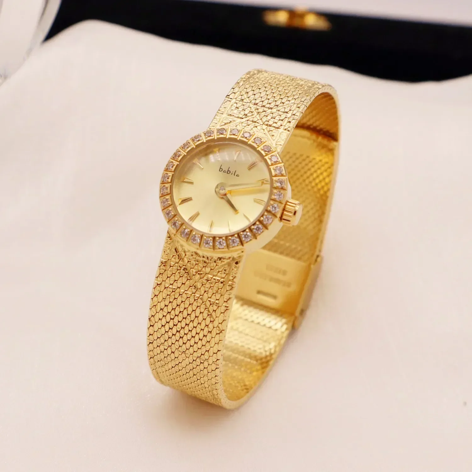 

Vintage 2023 Women's Watch Diamond Retro Luxury Elegant Gifts Brass Band 24K Gold Plated High Quality Quartz