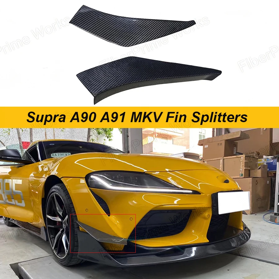 For Toyota Supra A90 A91 MK5 2019up High quality Carbon fiber FRP Front Bumper Side Splitters Air Spoiler Trim Lip Fins