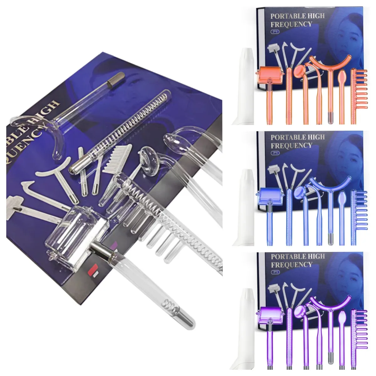 High Frequency Electrode Wand Machine Handheld Skin Tightening Acne Spot Wrinkles Remover Fusion Neon+Argon Wands Skin Beauty