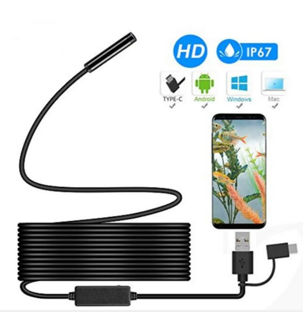 5.5mm/8MM 720P USB Endoscope For Android PC Water-proof IP66 CMOS Borescope Inspection Digital Microscope Camera Otoscope