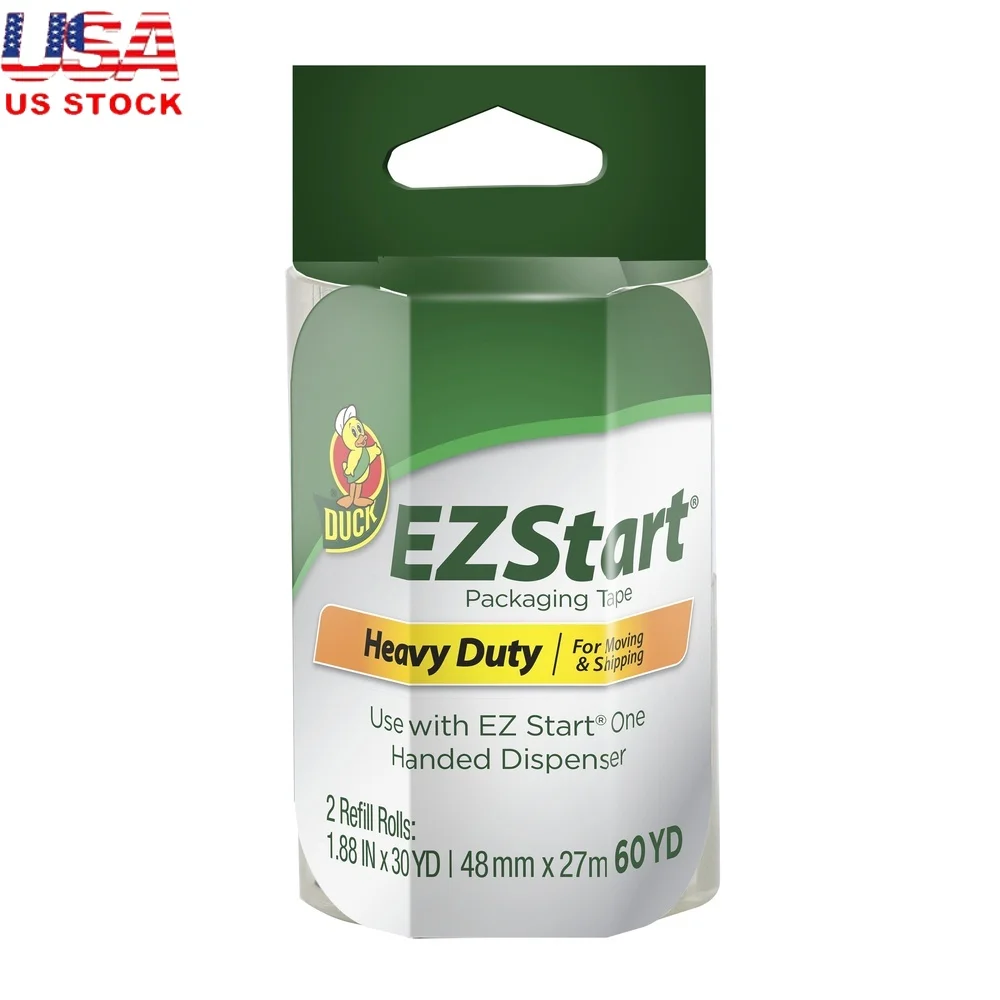 Clear Acrylic Packing Tape 1.88in x 30yd 2 Rolls Frustration Free Smooth Unrolls Long Lasting Adhesive Quiet Release Shipping