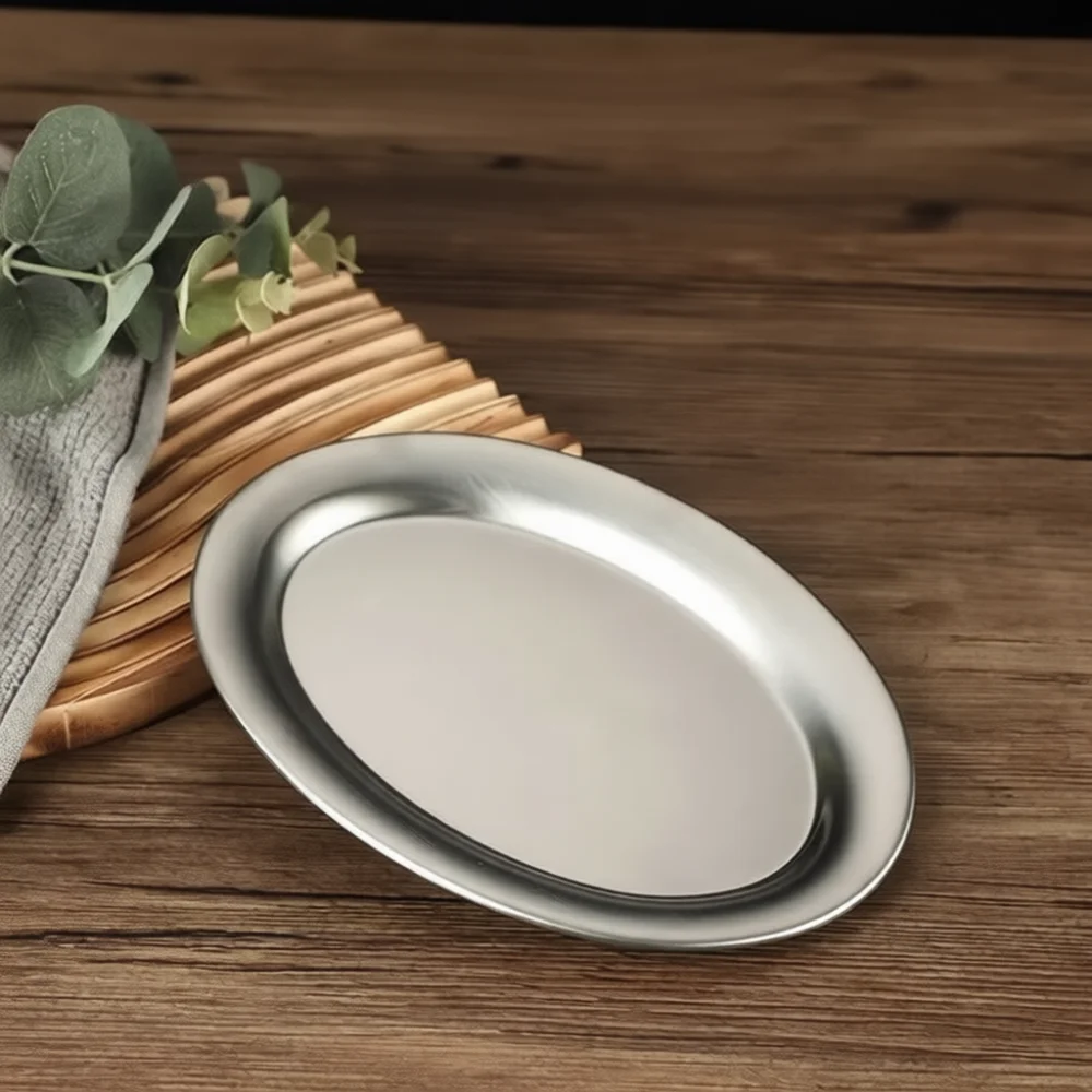 Food Storage Restaurant - Ovaler Teller aus Edelstahl im koreanischen