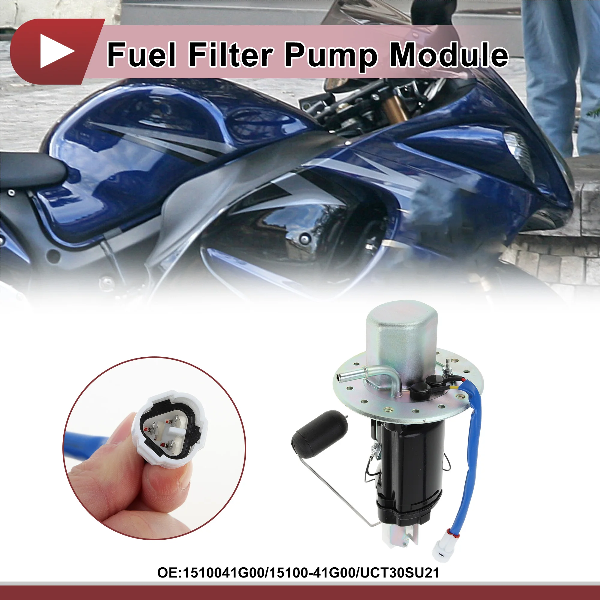 X Autohaux Electric Fuel Pump Assembly for Suzuki GSXR1000 GSX-R1000 2005 2006 Fuel Filter Pump Module with Inlet Strainer