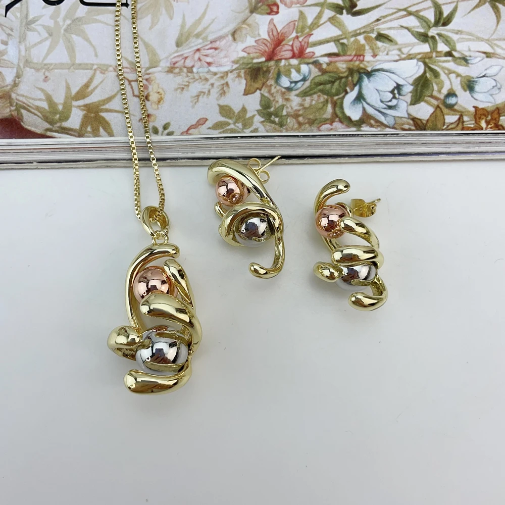 

Latest Golden Colorful Stone Pendant Earrings Dubai Luxury Trendy Jewelry Set for Ladies and Women Earrings Set KY25156