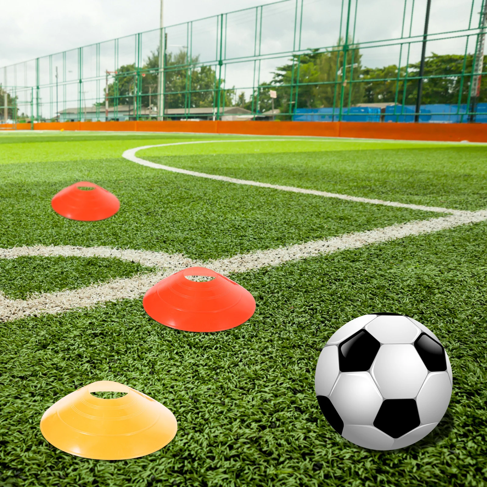 

40Pcs Football Training Marker Trays Lightweight Durable Red Blue Green Yellow Soccer Training Disc Cone for Football Practice