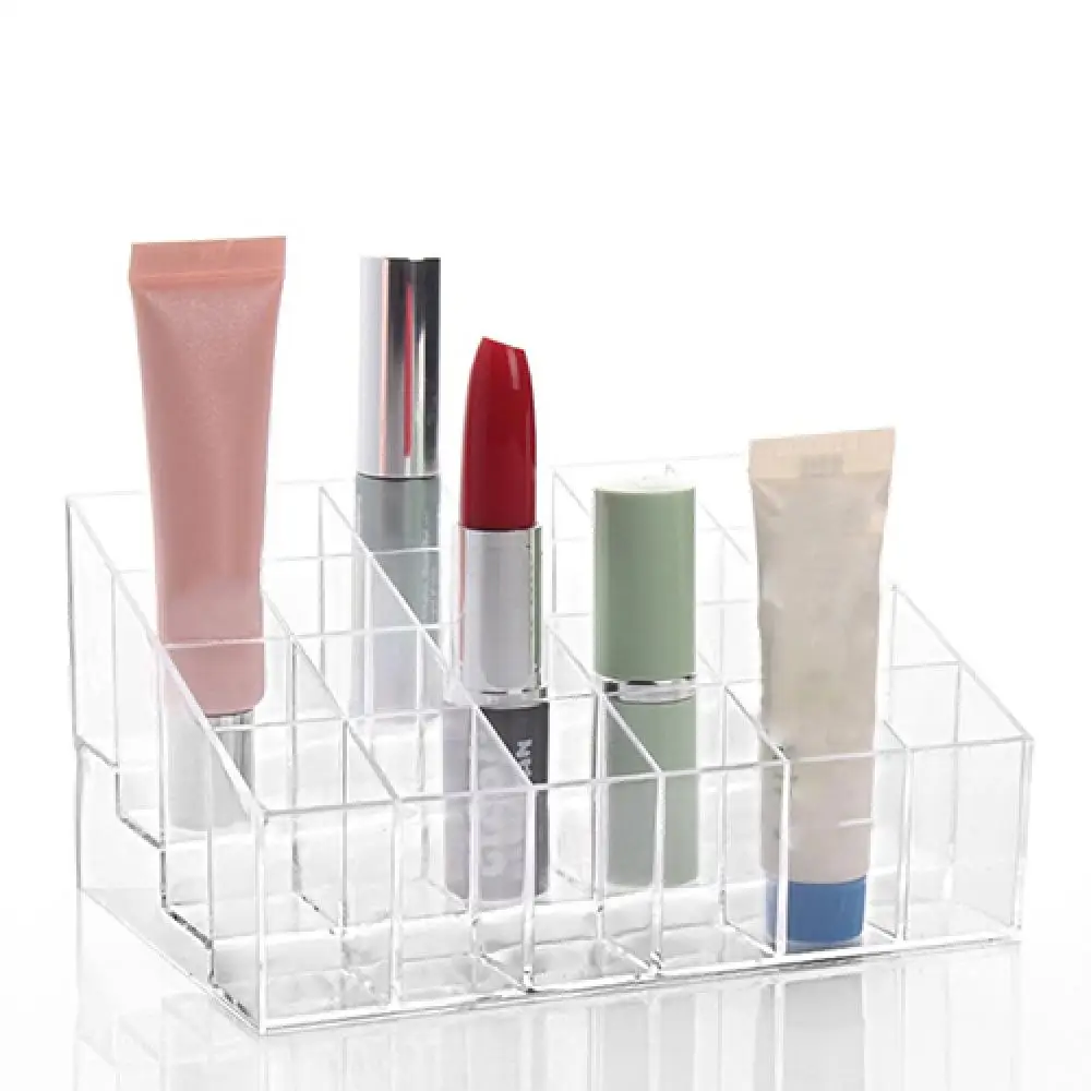 24 Grid Cosmetics Lipstick Stand Case Makeup Organizer Storage Box Lipstick Display Stand Holder Cosmetic Jewelry Organizer Box