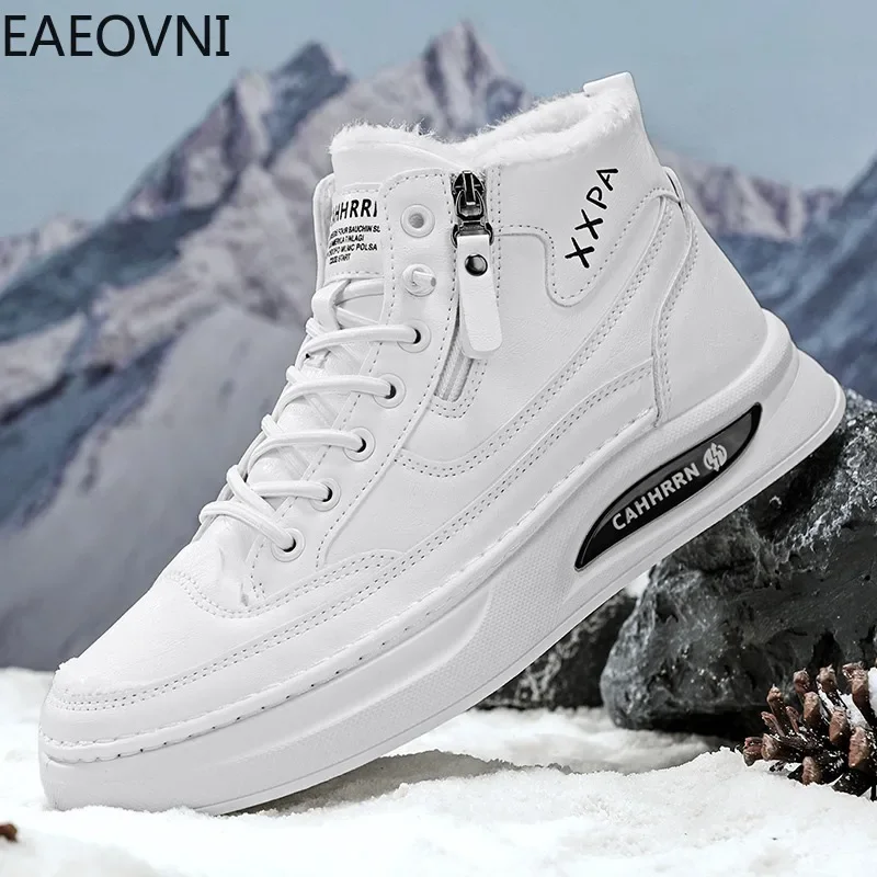 Men White Shoes High Tops Winter Plus Cotton Outdoor Man Leather Sneakers High Quality Basic Men's Sneaker Personality Hot Sale