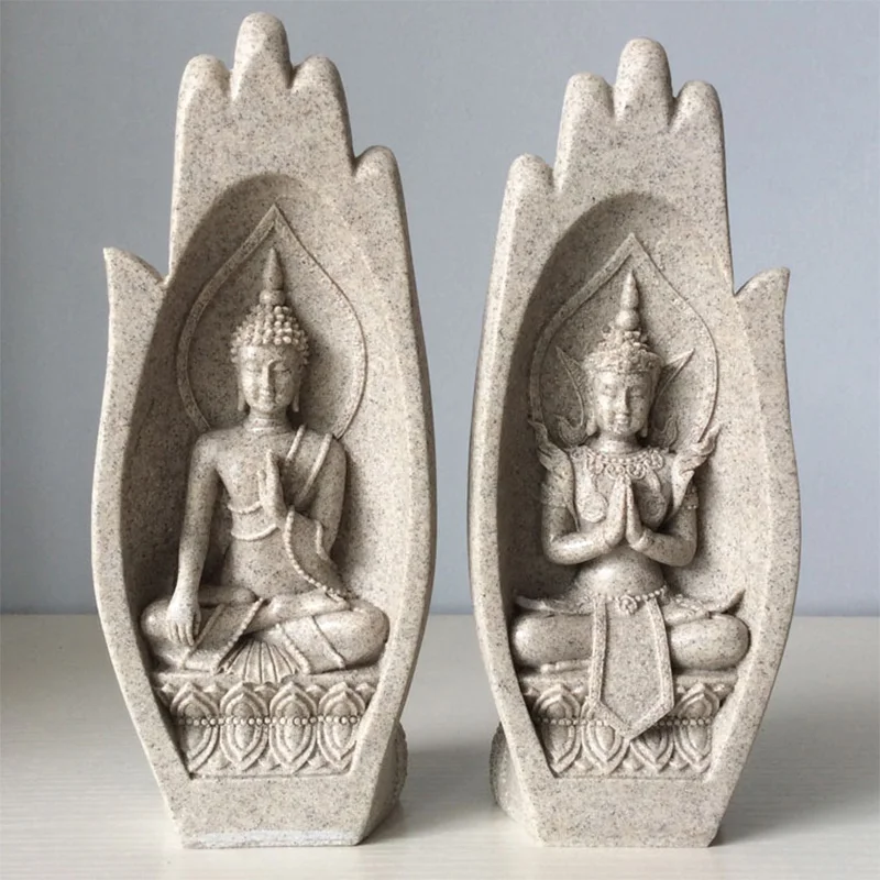 

2Pcs Hands Sculptures Buddha Statue Monk Figurine Tathagata Modern Yoga Home Decor Office Decoration Accessories