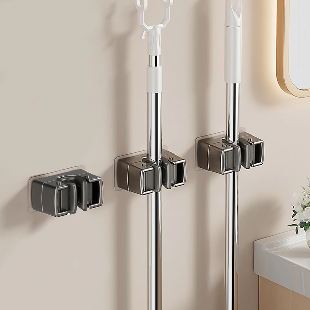 

Self-Adhesive Mop Holder Clips Wall Mounted Mop Broom Hanger Hook Waterproof Rack Kitchen Bathroom Accessories Organizer Shelf
