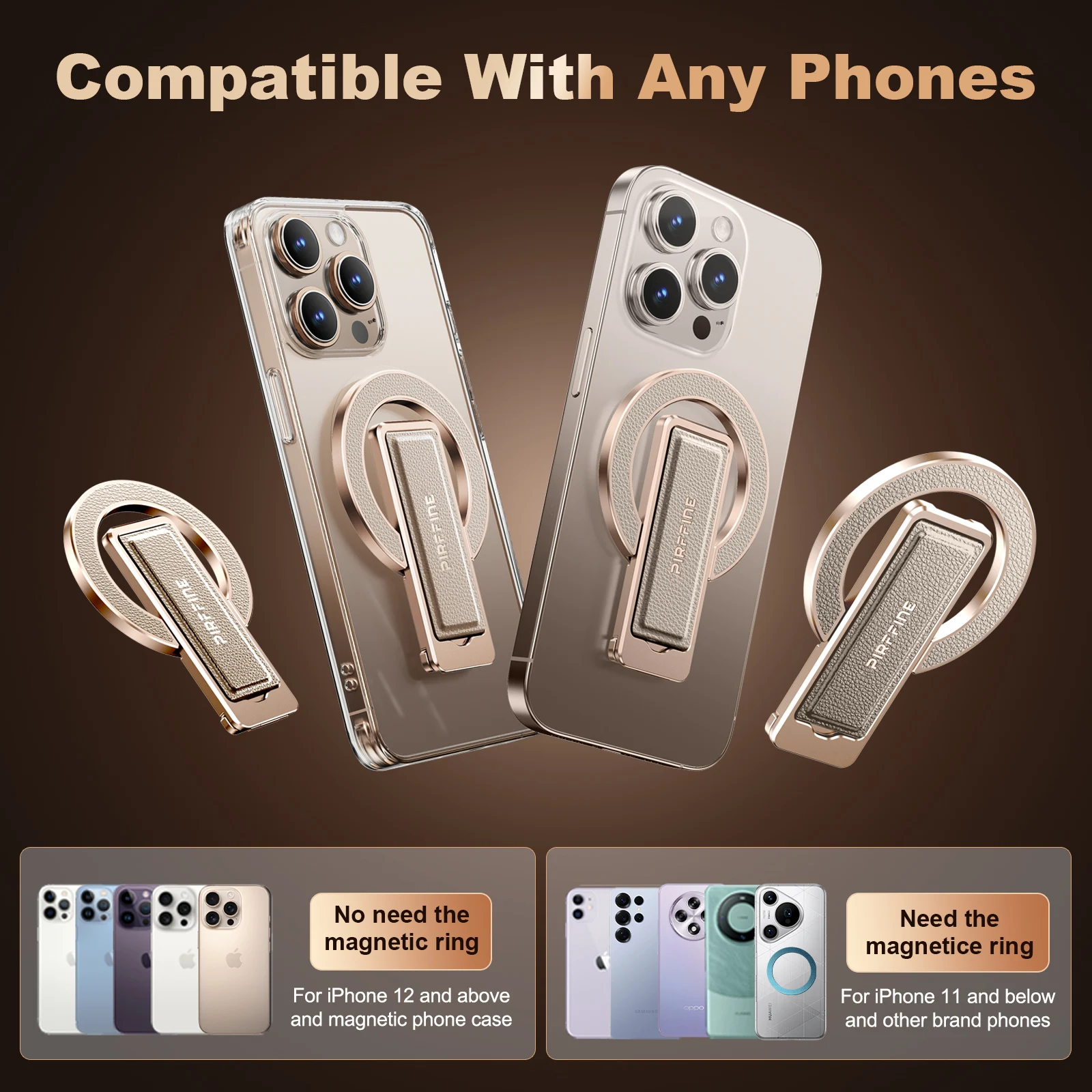 Eary حامل حلقة الهاتف الجلدية المغناطيسية ل MagSafe جراب هاتف قبضة البنصر حامل آيفون 17 الهواء 16 برو ماكس 15 14 13 12