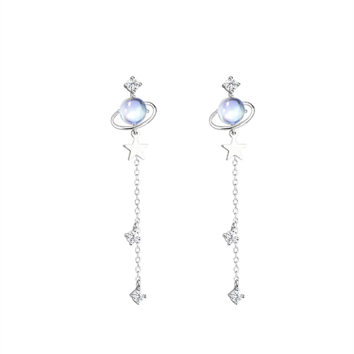 Koreanische Exquisite Planet Mond Schmetterling Quaste Ohrringe für Frauen Funkelnden Kristall Asymmetrische Tropfen Ohrringe Mädchen Partei Schmuck – Detail 16