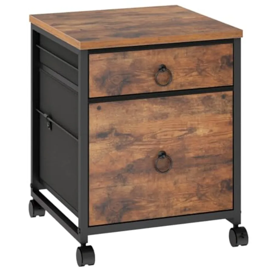 File Cabinet, 2-Drawer Vertical Mobile Office Cabinet, Rolling Printer Stand, for A4/Letter Size Files, Nonwovens Drawer, for H