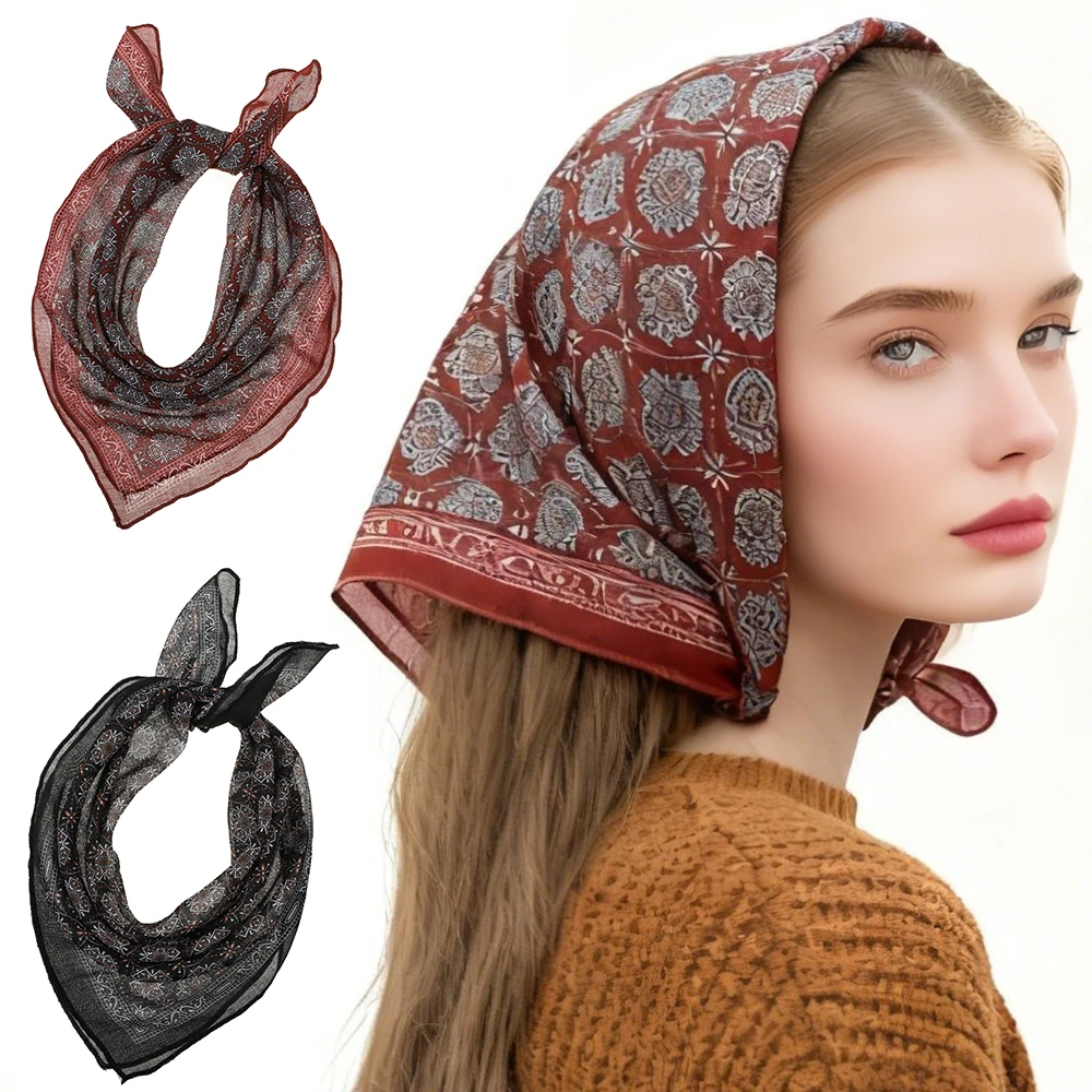 

55*55CM New Fabric Printed Square Headband for Women, Fashionable Multi-Purpose Hairband Hair Accessories