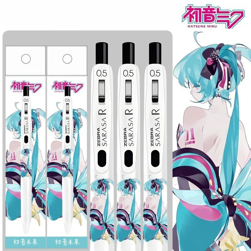 

Hatsune Miku Animation Kawaii Limited DIY Press Gel Pen Cute Miku Cartoon Student Exam Question Writing Black Fountain Pen Gift