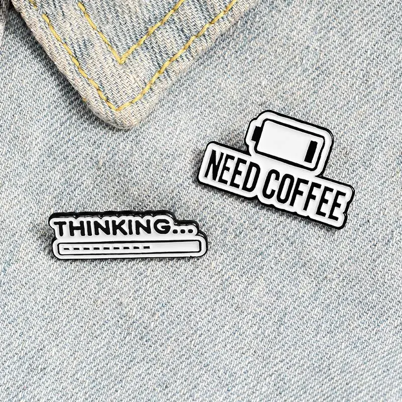 Coffee Mind Enamel Pin Thinking Progress Bar Badge Coffee Life Brooch Custom Lapel pin Shirt Bag Simple Jewelry Gift for friend