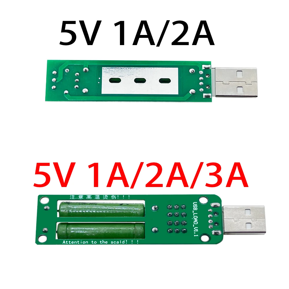 USB 저항 DC 전자 부하 2 스위치 가변 전류 5V 1A/2A/3A 배터리 용량 전압 방전 저항 테스터