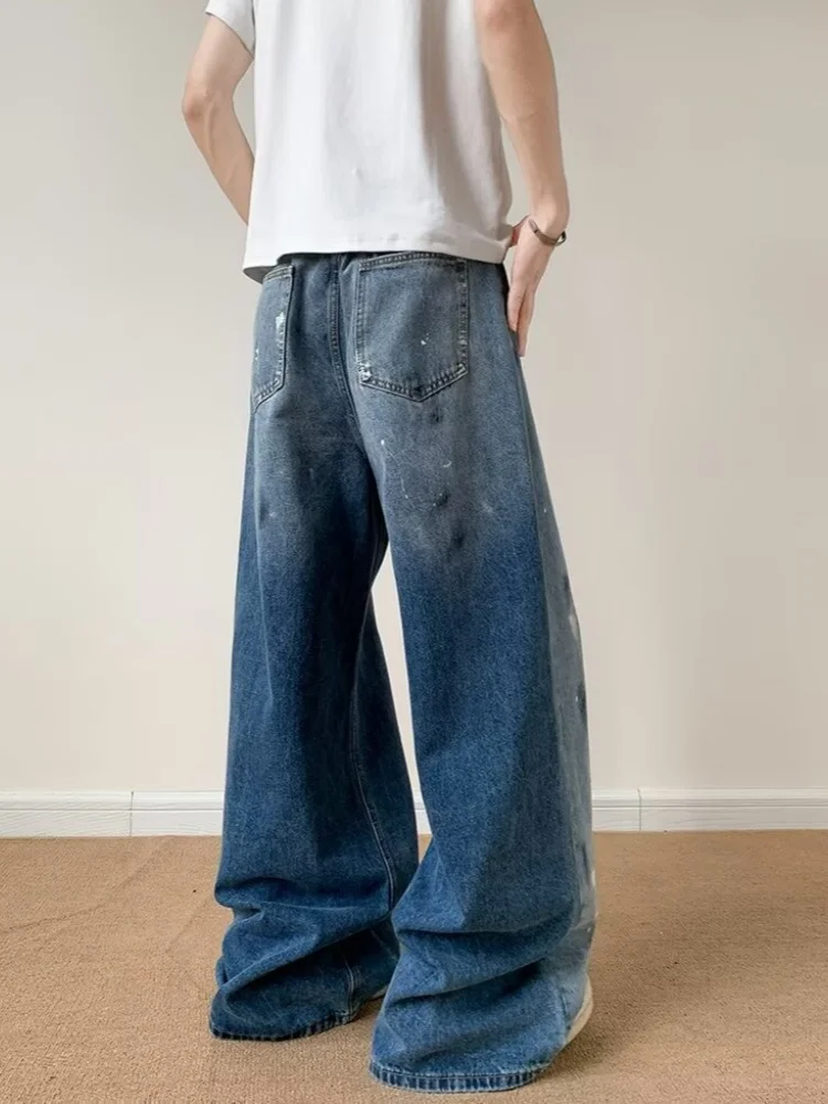2025 Ropa Y2K Streetwear Stern Gedruckt Gewaschen Blau Baggy Jeans Hosen Für Männer Kleidung Breite Bein Vintage Denim Hosen Moda Hombre – Detail 5