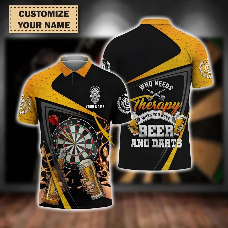 

3D Printed Crown Flame Beer Polo Shirt For Men Customized Darts Pattern Tees Summer Loose Sport Short Sleeve Tops Lapel T-Shirts