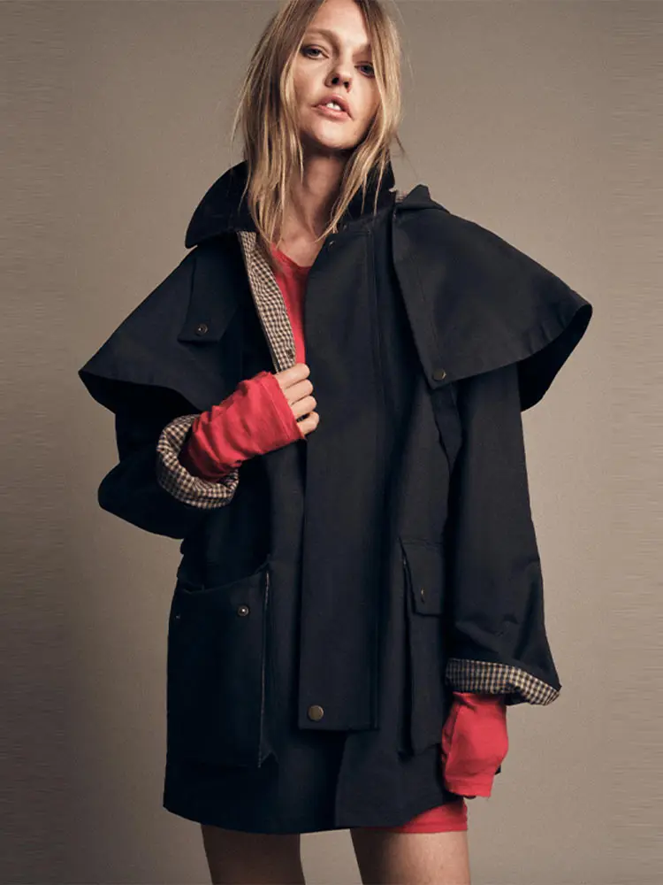 Chic Autumn Women's Removable Hooded Coats Loose Long Jackets Pocket Zipper Outwear 2025 New Female Casual Waterproof Streetwear