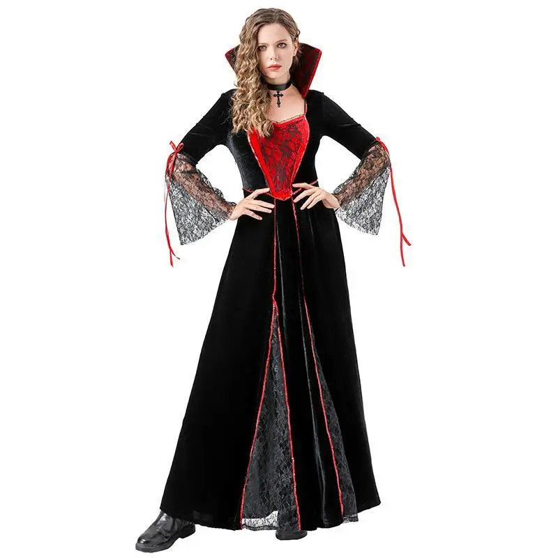 2025 loween Witch Devil Costume Adult Cos Stage Performance Medieval Dr Outfit PU Material KTV Costume Fall Collection