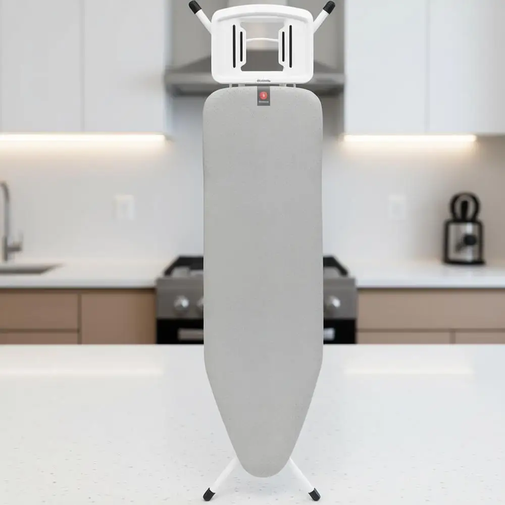 

Гладильная доска B с подставкой для утюга, регулируемая по высоте, с нескользящими резиновыми ножками, чехол из 100% хлопка с пенополиуретановым наполнителем, складная