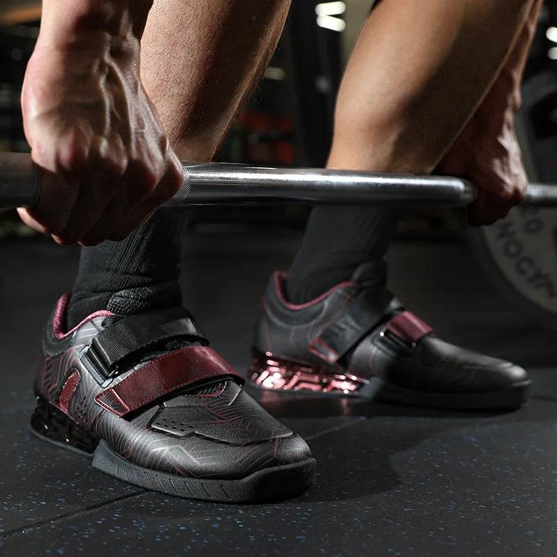 Brand Hook Loop Weightlifting Shoes Men Women Size 36-46 Gym Squat Boots Hard Pull Shoes Men's White Black Weightlift