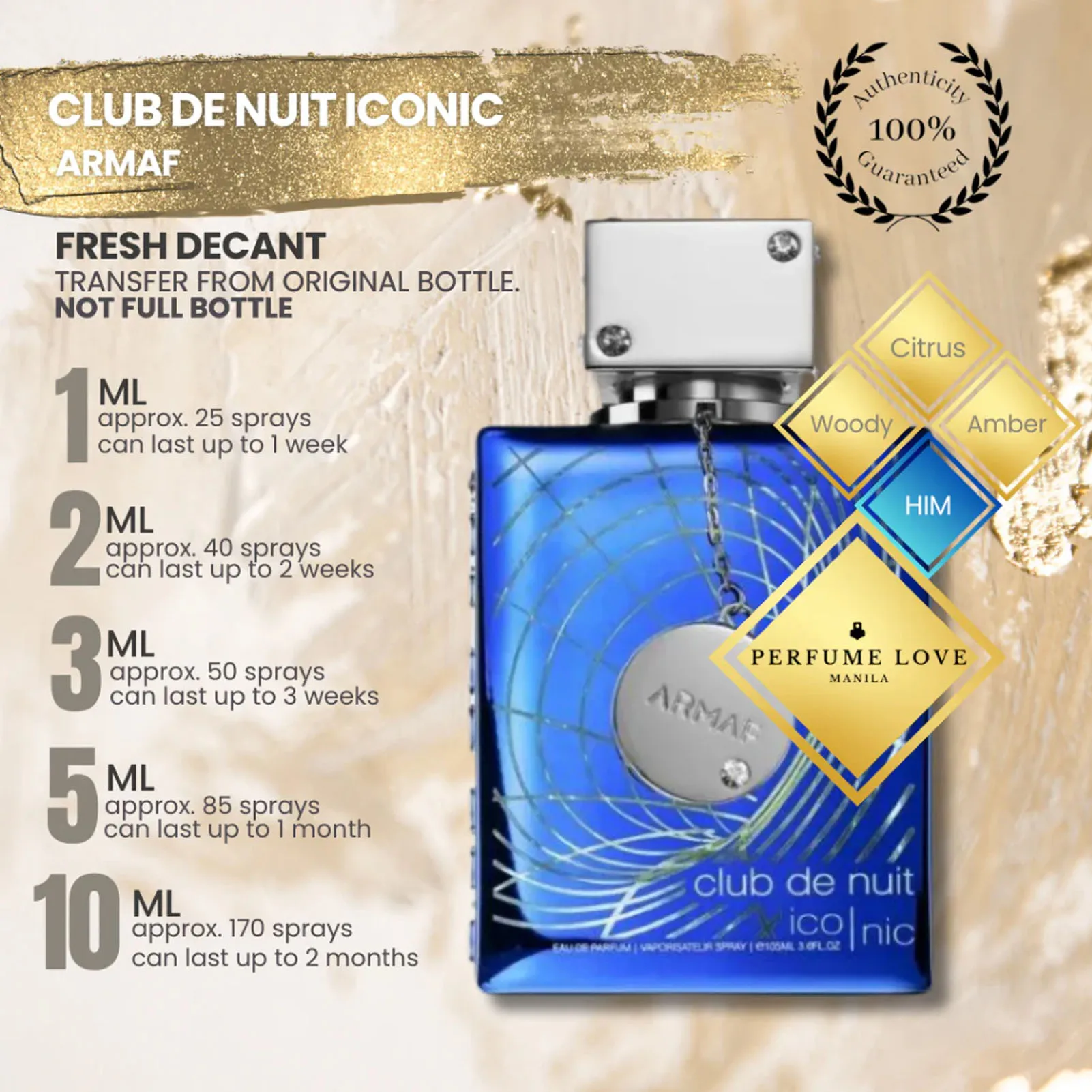 Armaf club de nuit ico |   Nic Perfume Feminino - 3.6fl.Oz Eau De Toilette e Spray Corporal |   De longa duração