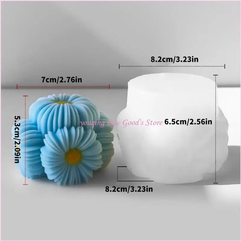 57QA قالب سيليكون مرن لصناعة صابون عباد الشمس والشموع المصنوعة يدويًا #6