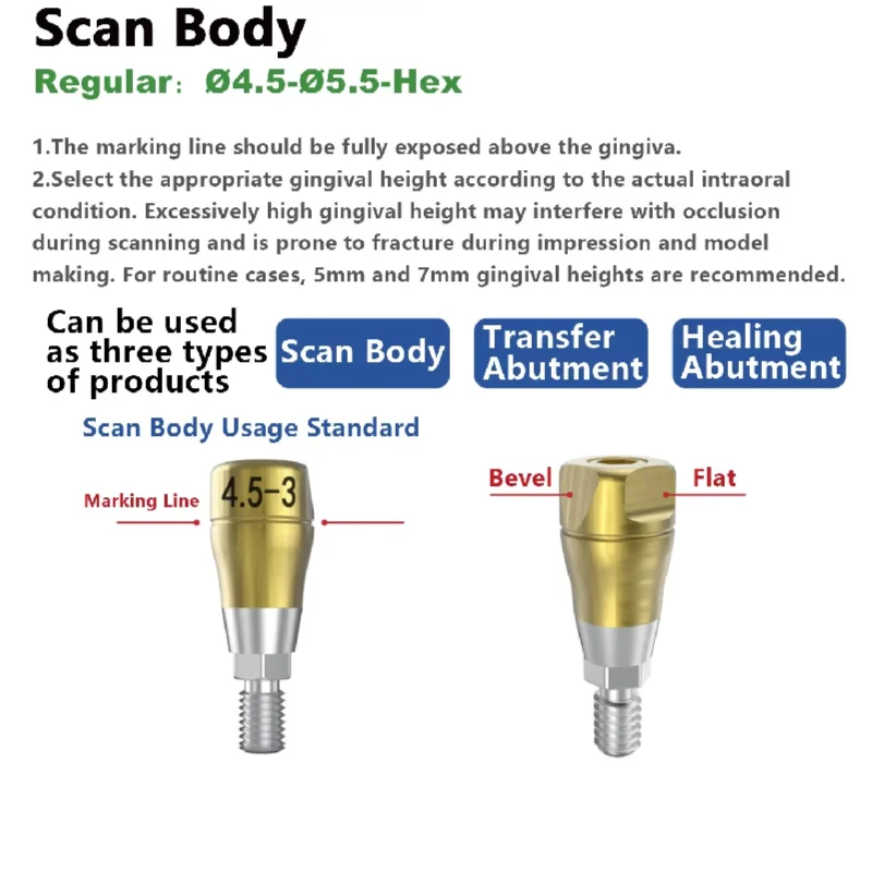 Dentistry Accessories For Dentium Digital Scan Body 3-in-1 Scanbody Transfer Coping Healing Abutment CAD/CAM Lab Kit