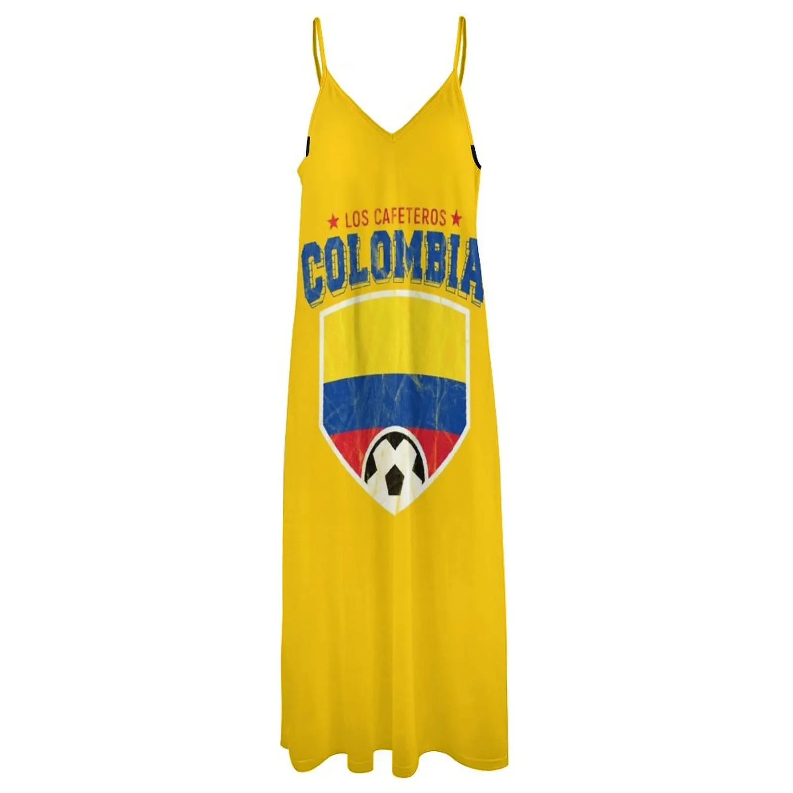 Colômbia futebol bandeira nacional t camisa mundo camisa de futebol copo sem mangas vestido estilo coreano vestido festa noite