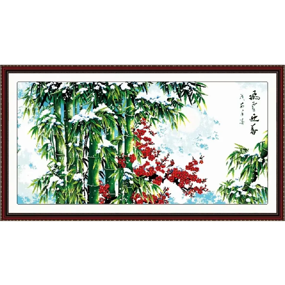 Flying Snow Welcomes Spring cross stitch kit 18ct 14ct 11ct count printed canvas stitching embroidery DIY handmade needlework