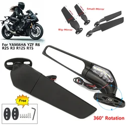 For YAMAHA YZF R6 R25 R3 R125 R15 2024 Motorcycle Mirror Modified Wind Wing Adjustable Rotating Rearview Mirror Moto Accessories