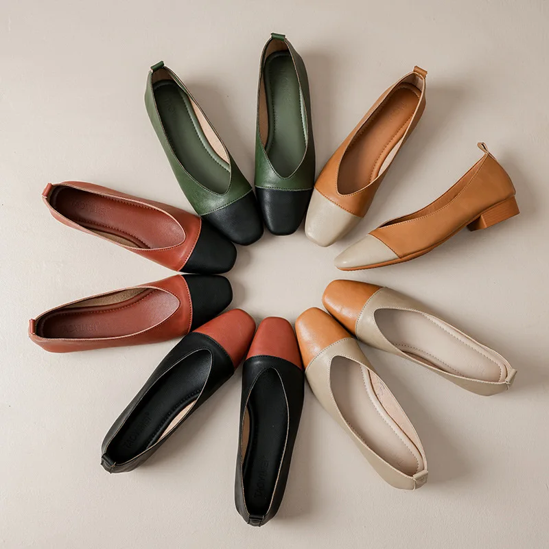 

Новая женская обувь, туфли-лодочки, лоскутные туфли на высоком каблуке из натуральной кожи, повседневные модельные туфли