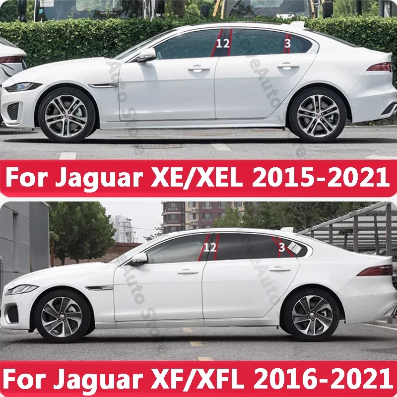 

For Jaguar XE XEL XF XFL Car Window Central Column B C Pillar Cover Trim Moudings Sticker Frame Accessories 2015-2021
