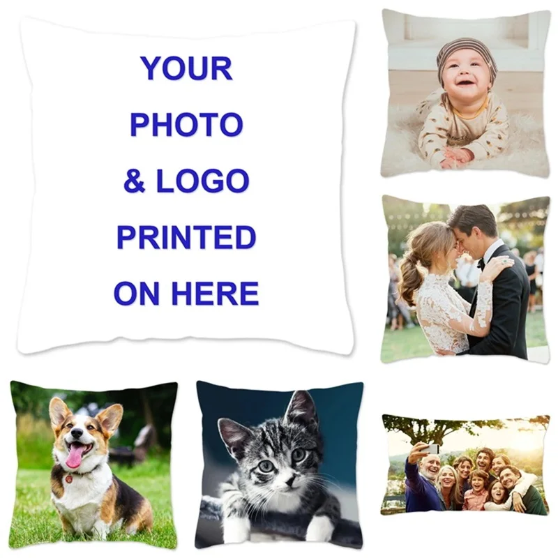 Custom Cushion Cover DIY Customized Throw Pillow Home Decorative Square Wedding Pets Baby Print Pillowcase Drop Shipping