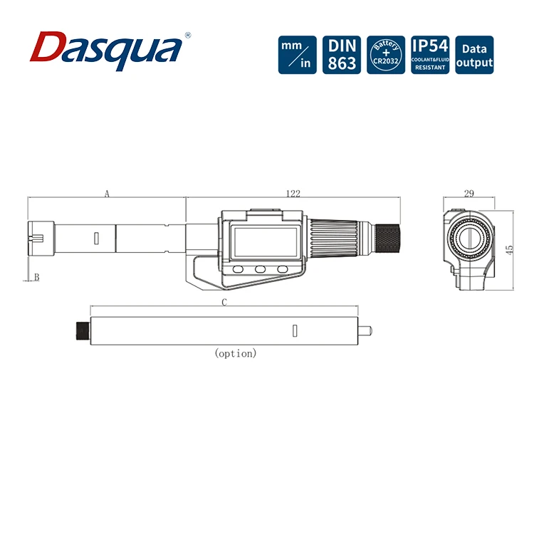 2025 Dasqua 6-8mm Three Point Internal Micrometer 8-10mm Alesometer 10-12mm IP54 Water Proof Digital 3 Points Inside Micrometer