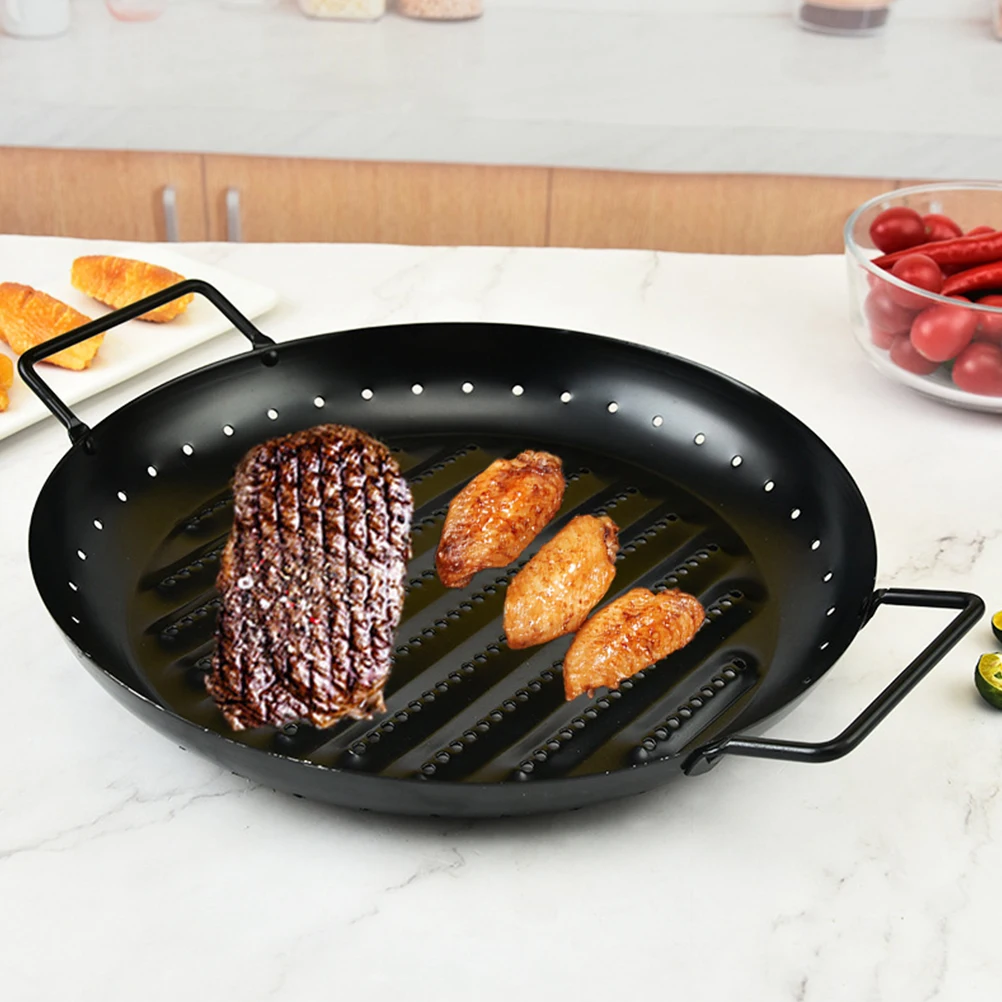 

Non-Stick Barbecue Plate 30Cm Portable Bbq Grill Pan Iron Barbecue Plate For Outdoor Home Use Grilled Fish Pan Roasting