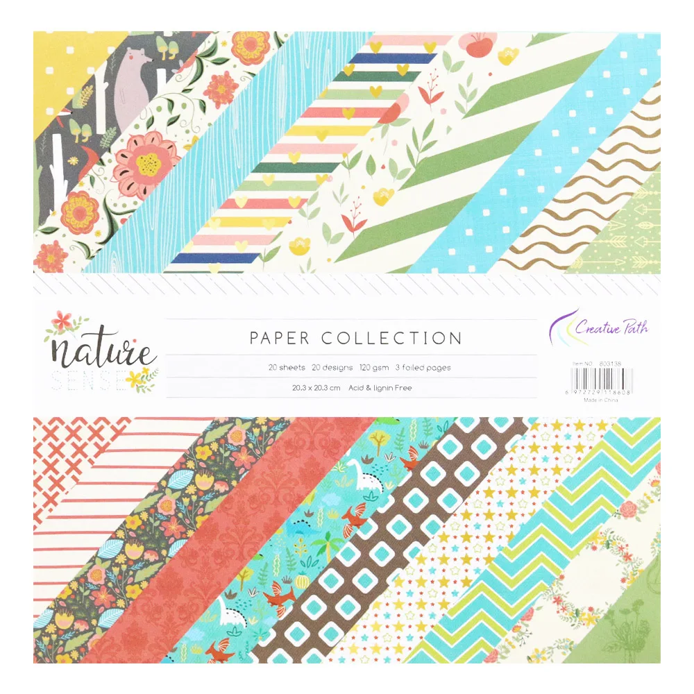 Creatief Pad 8 Inch Nature Sense Journaling Achtergrondpapier 20x20cm Bloemenpatroon Scrapbook Decoratief Papier Voor DIY Crafting
