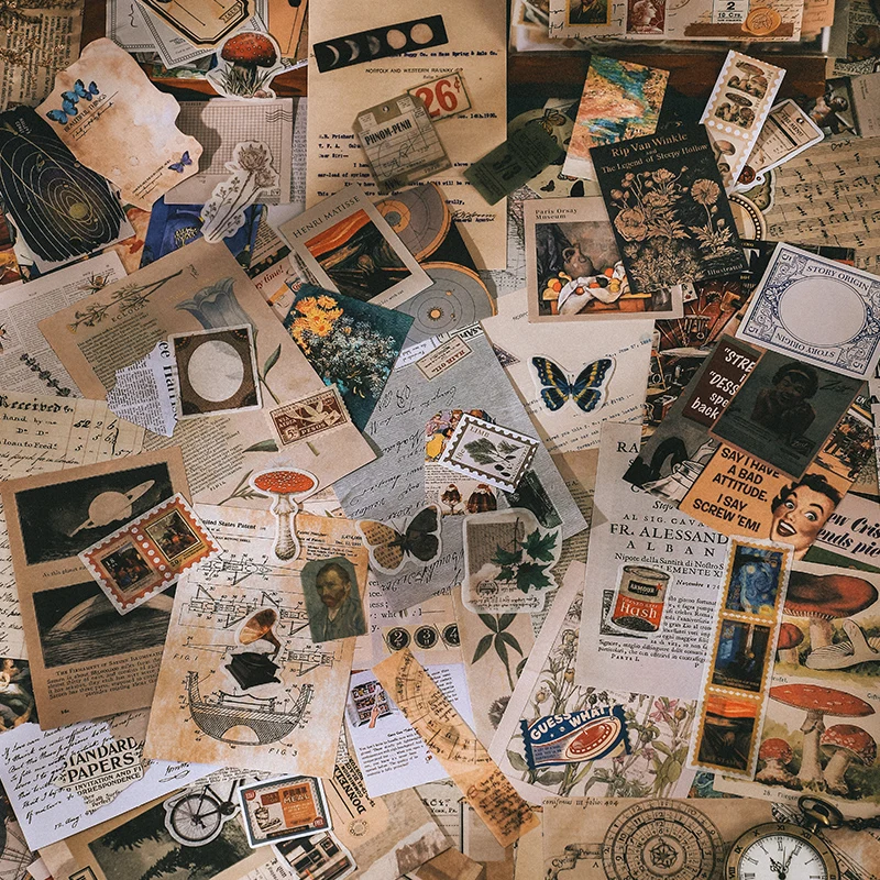 200 ورقة في كل عبوة، مذكرة ورقية عتيقة، دفتر قصاصات، مذكرات مجمعة، ملصق تزيين، ملصق تزيين #4