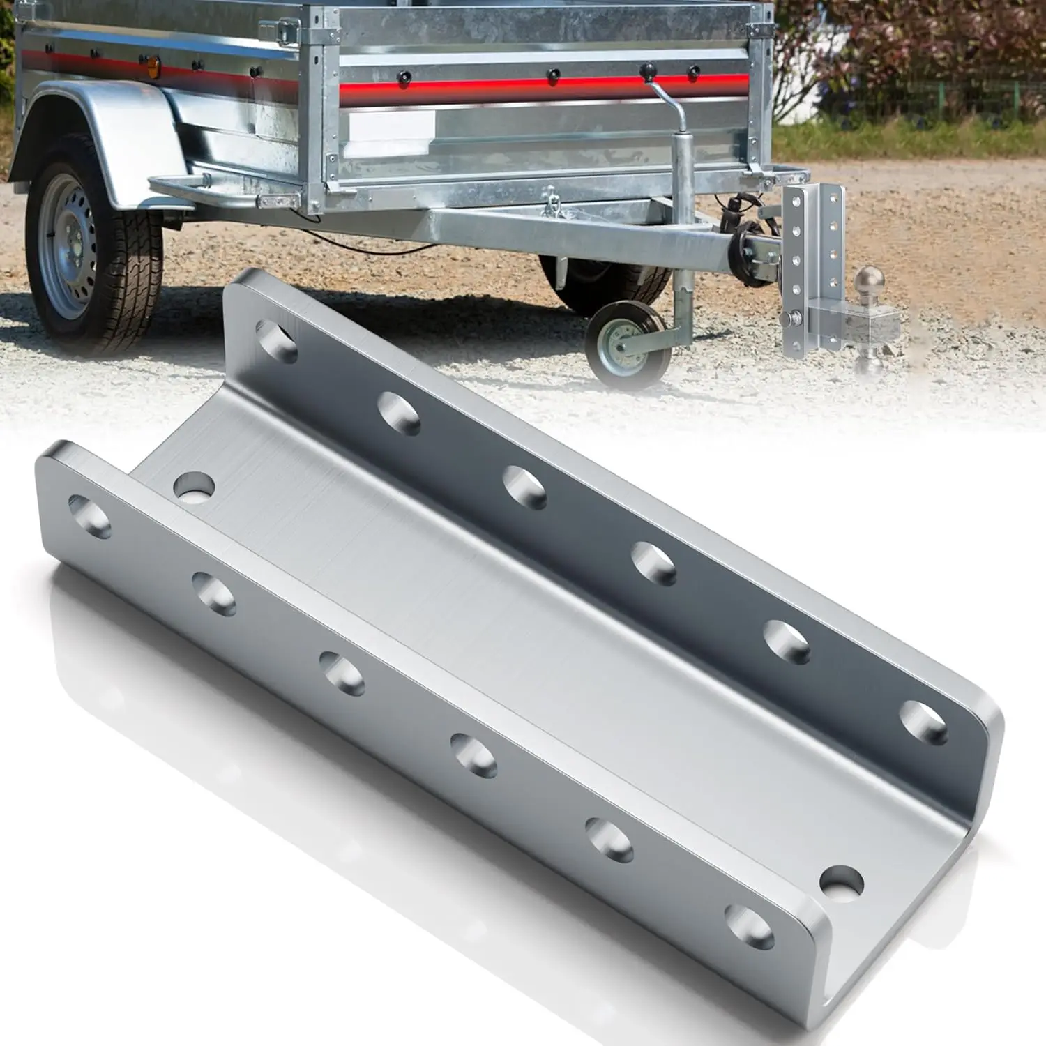 

Trailer Hitch Coupler, 5-Position Adjustable Lunette Ring, Heavy Duty Steel, 3' ID x 11.75', 2' Bolt Pattern
