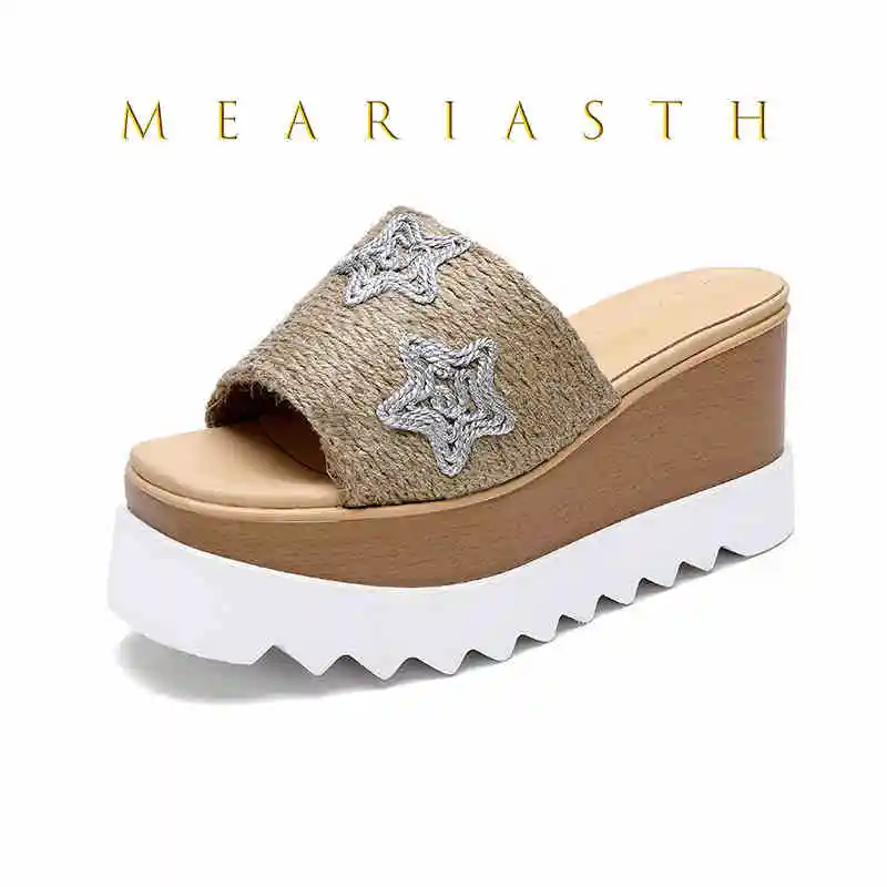 

New Women Shoes Summer New Slippers Fashion Retro Wedge Platform wedge Beach Shoes Female Peep tpe High Heels Sandalias Mules