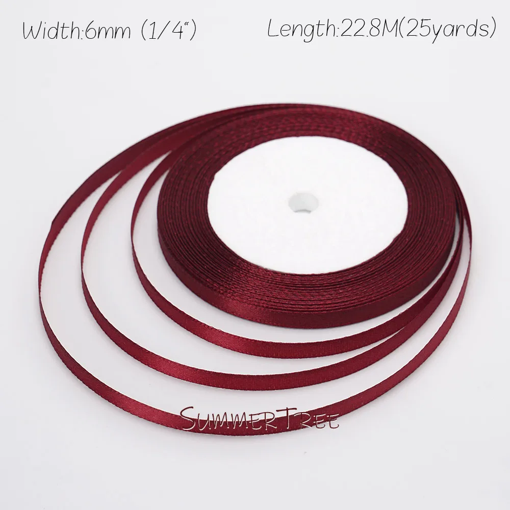 Burgunderrotes Seidensatinband, 22,8 Meter, 6 mm, 10 mm, 15 mm, 25 mm, 38 mm, 50 mm, Weinrot, für handgefertigte DIY-Geschenkverpackungen, Hochzeit, Party, Dekoration – Detail 6