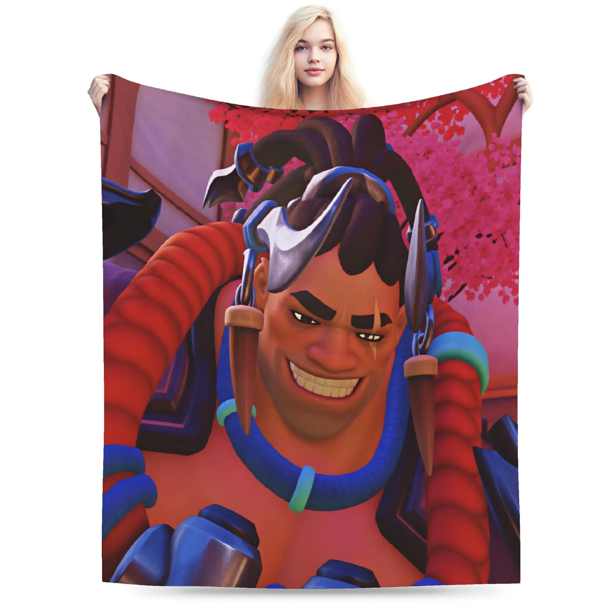 Comfortable Throw Blanket Travel Mauga Meme Blankets Overwatches 2 Hero Flannel Bedspread For Home Decor Funny Sofa Bed Cover