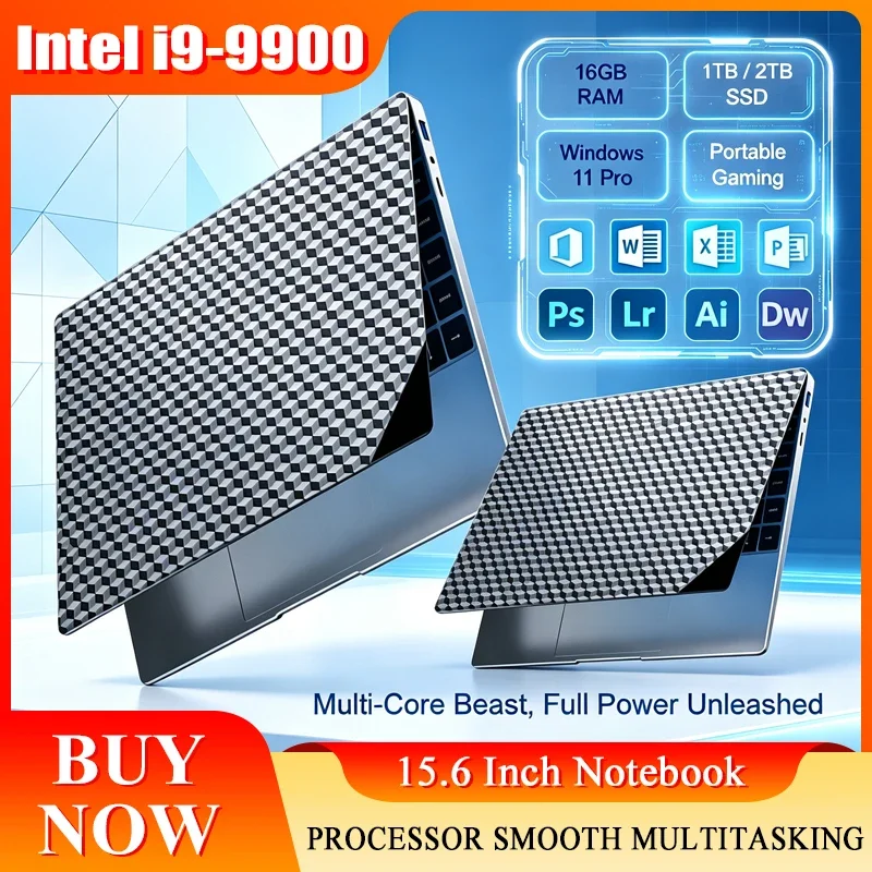 2026 New 15.6'' Laptop Intel Core I9-9900 32GB 2TB Gaming PC Ultra Slim Office Study Computer PC Windows 11 Pro 1920*1080 HD