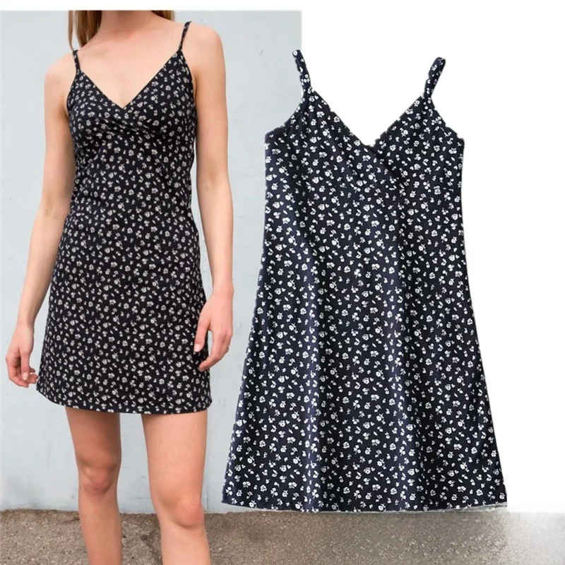 Sexy cruz v-ne floral impressão dr feminino verão faion street sle svel magro ajuste camada base saia ort