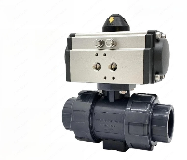 Pneumatic PVC ball valve Corrosion resistance PPH UPVC pneumatic flange double-by-ring ball valve Break-off reset DN25