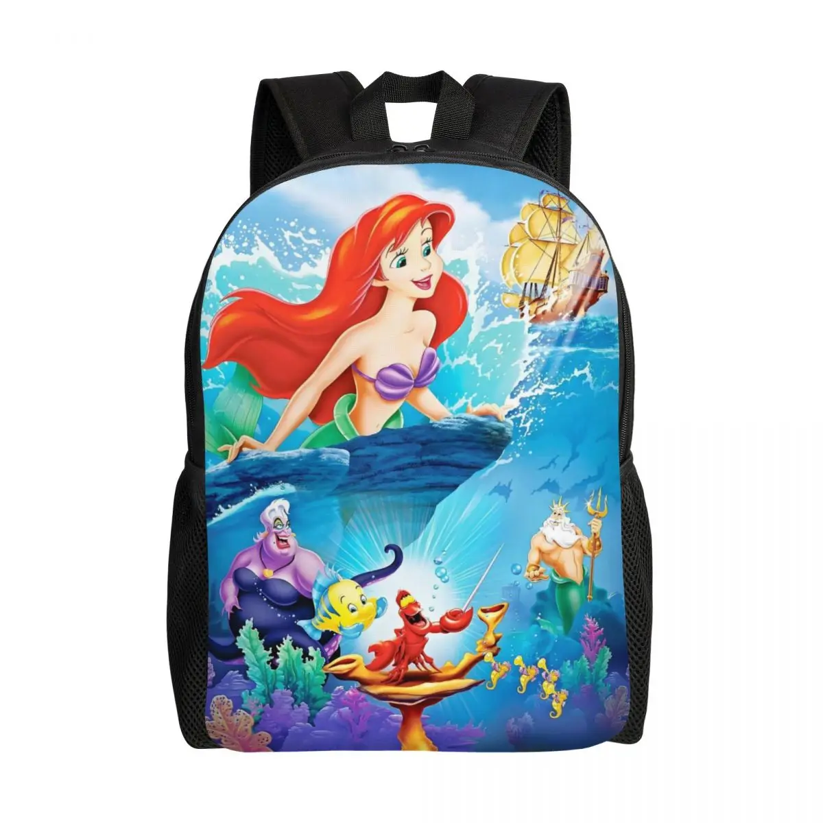 

Custom Princesa Ariel Laptop Backpack Women Men Fashion Bookbag for College School Student Pequena Sereia Bags