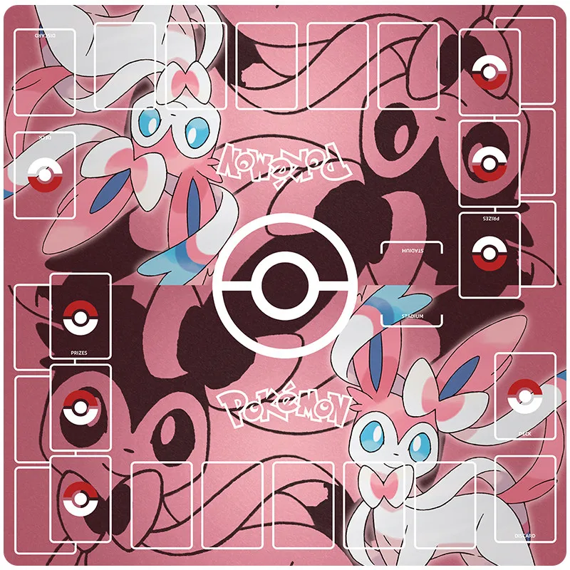 For Pokemon Cards Sylveon PTCG Playmat Double Player Trading Card Battle Mat Non Slip Rubber For Tcg Yu Gi Oh Trading Card Games